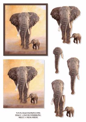 Elephant and Baby Decoupage
