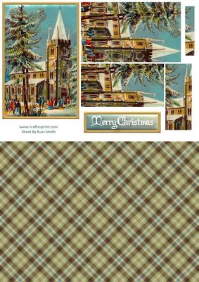 Christmas Church Scene Quick Card Sheet