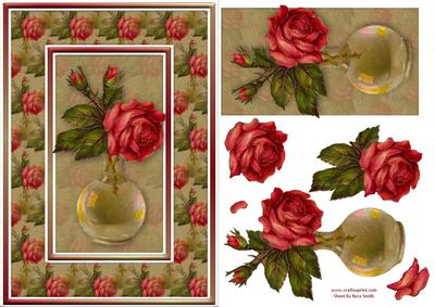 Red Roses in Vase Quick Card