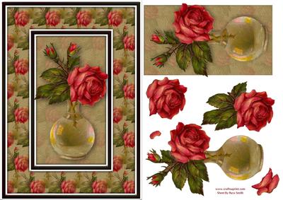 Red Roses in Vase Quick Card
