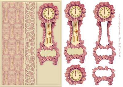 Grandfather Clock with Pink Flowers Quick Card