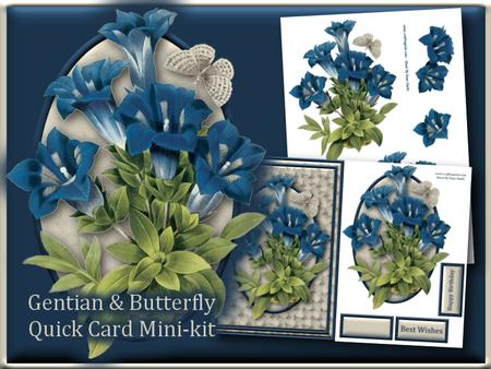 Gentian Flowers and Butterfly Quick Card Kit