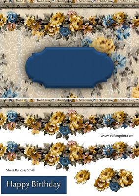 Blue & Yellow Roses Quick Card