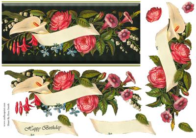 Striking Vintage Flowers Dl Quick Card