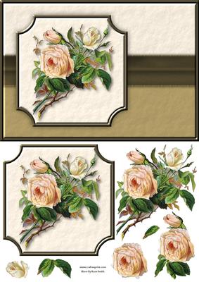 Cream Roses Quick Card