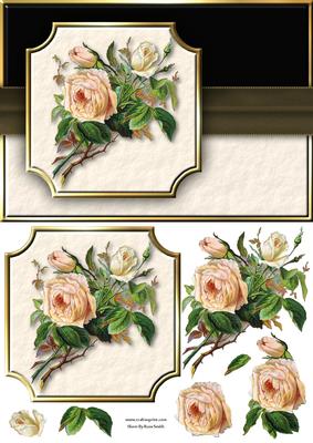 Cream Roses Quick Card