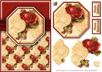 Vintage Red Rose Quick Card