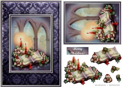 Floral Christmas Easy to Cut Quick Card