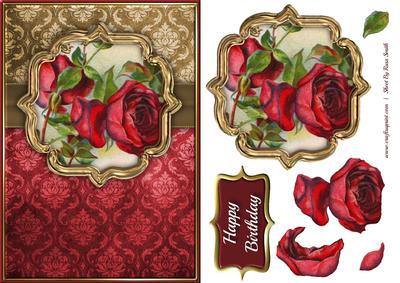 Vintage Red Roses Quick Card