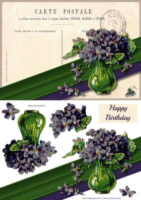 Vintage Purple Flowers Postcard Quick Card