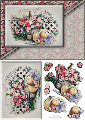 Roses and Hat Easy to Cut Quick Card