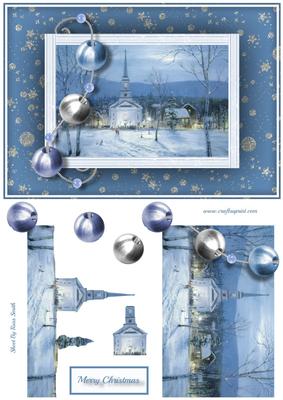 Snowy Church Scene Quick Card