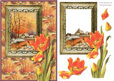 Floral Snow Scene Quick Card