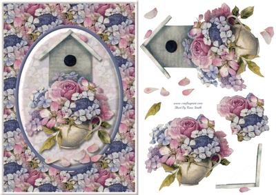 Vintage Pot of Flowers Quick Card