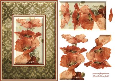 Poppies on Damask Quick Card