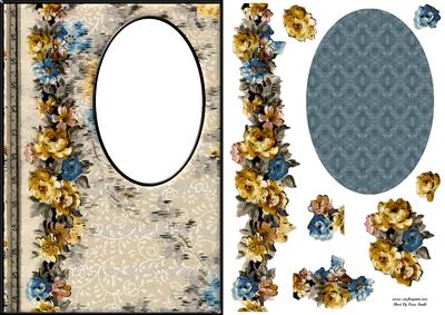 Yellow & Blue Vintage Roses Trendy Aperture Card