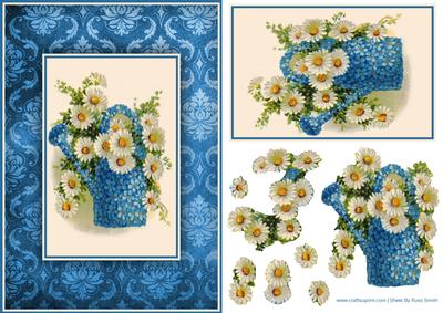 Daisies & Blue Flowers Quick Card