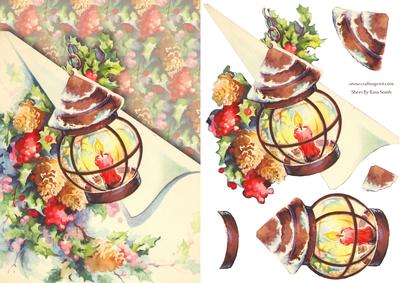 Christmas Lamp & Flowers Quick Card