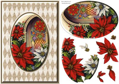 Poinsettias & Church Quick Card