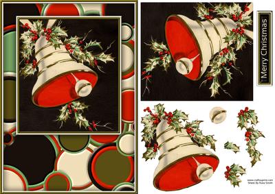 Modern Vintage Bells & Holly Quick Card