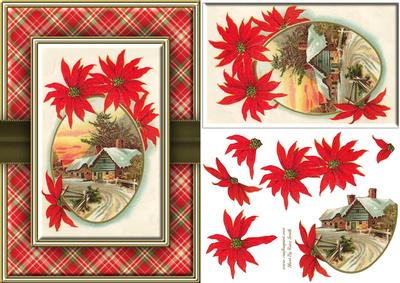 Christmas Poinsettias & Cabin Quick Card