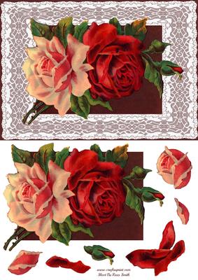 Vintage Roses on Lace Quick Card