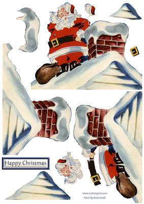 Santa on the Roof Shaped Card