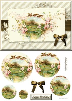 Birds and Flowers Countryside Quick Card