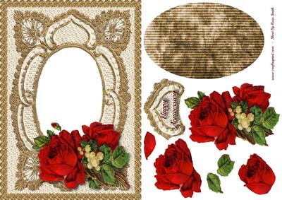 Vintage Red Roses Aperture Card