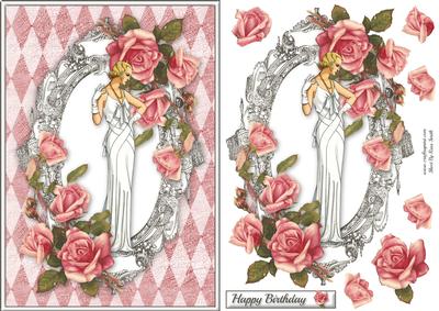 Lady in White with Roses Quick Card