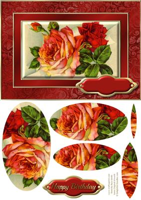 Red Vintage Roses Fancy Quick Card