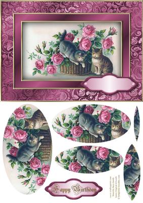 Cats & Roses Fancy Quick Card