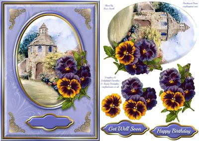 The Dovecote & Pansies Quick Card