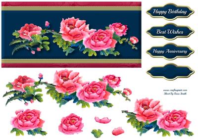 Pink Oriental Flowers Dl Quick Card