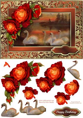 Swans & Roses Fancy Quick Card