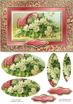 Basket of Cream Flowers Quick Card