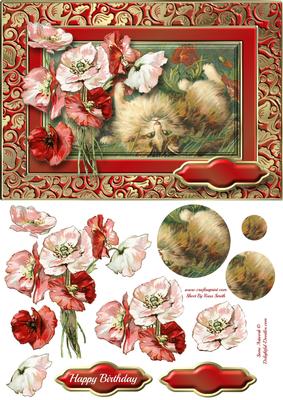 Cats & Poppies Fancy Quick Card