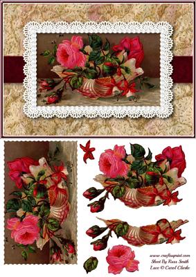 Vintage Pink Roses & Lace Quick Card