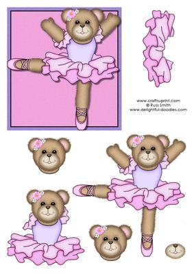 Ballerina Teddy Decoupage