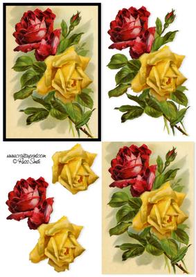 Red and Yellow Roses Decoupage