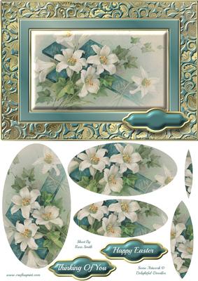 White Lilies & Cross Fancy Quick Card