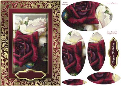 Red & White Roses Fancy Quick Card