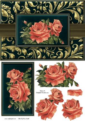 Fancy Vintage Pink Roses Quick Card