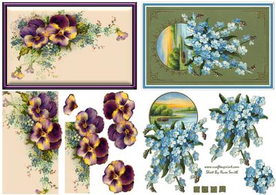 Pansies & Blue Flowers Duodecoupage