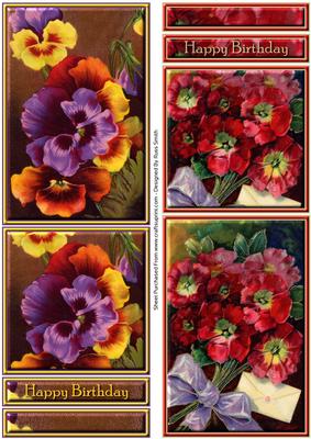 Pansies & Red Flowers Topper Sheet