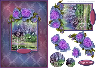 Oriental Lake & Roses Quick Card