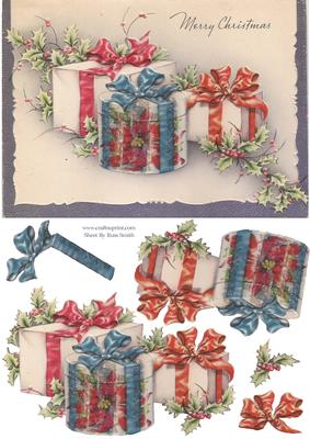 Vintage Presents & Holly Quick Card