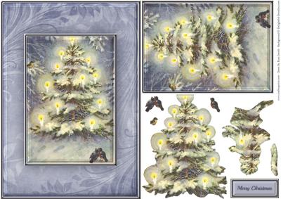 Christmas Tree & Birds Quick Card