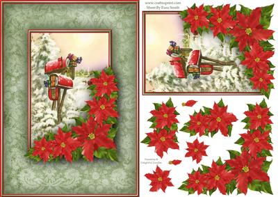 Vintage Mailbox & Poinsettias Quick Card