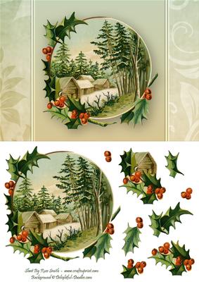 Log Cabins & Holly Quick Card